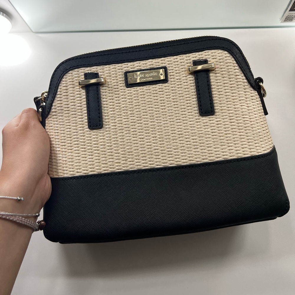 Kate Spade Cedar Street Maise Small Purse - Black & Straw